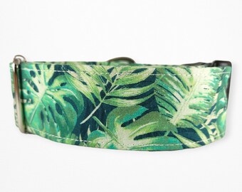 Palmträdshalsband för hund, Grönt husdjurshalsband, Tropiskt mönster, Sommartillbehör för hund, Hundhalsband för hane eller hona