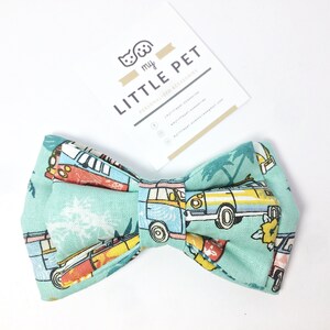 Hippie Van Dog Bow Tie , Flower power , Surf beach dog bow , Summer Bow Tie for dogs , " HIPPIE " image 2