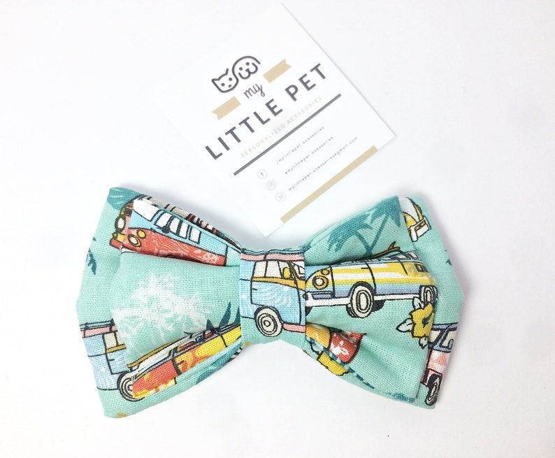 Hippie Van Dog Bow Tie , Flower power , Surf beach dog bow , Summer Bow Tie for dogs , " HIPPIE " image 2