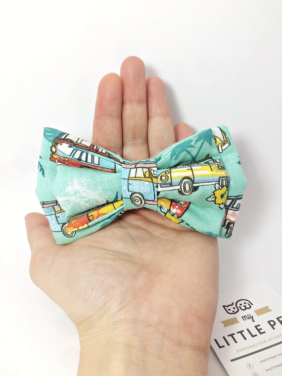 Hippie Van Dog Bow Tie , Flower power , Surf beach dog bow , Summer Bow Tie for dogs , " HIPPIE "