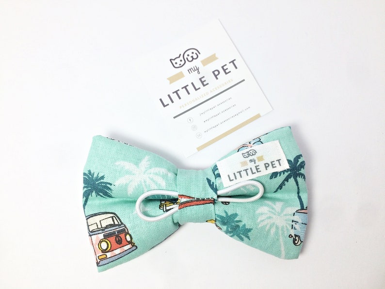 Hippie Van Dog Bow Tie , Flower power , Surf beach dog bow , Summer Bow Tie for dogs , " HIPPIE " image 4