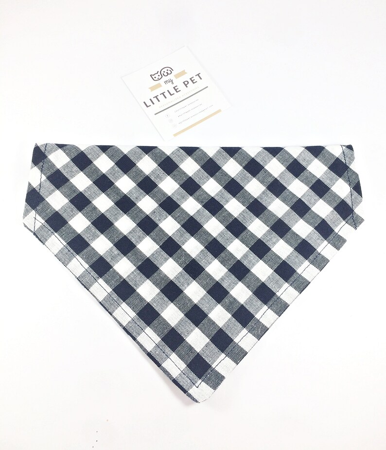 Dog Bandana Blue Gingham Navy Blue Male Dog Bandana Etsy