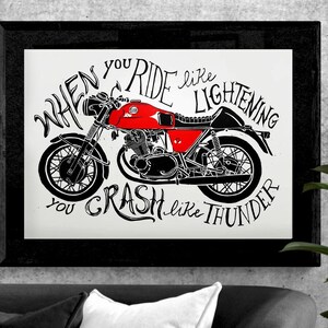 Café Racer / Crush Thunder - LINOLEOGRAFIA (stampa fatta a mano)