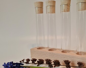 Deco Element Wood Test Tube/Table Deco/Test Glass/Vintage/Home Deco/Kitchen Deco/Spice Glass/Glass Tubes