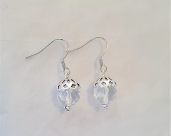 OR1 - Glass Bead Earrings with Ear Hooks - best friend gift - earring - Hanging Earring