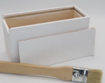 Wooden box with sliding lid white, storage box, box - box - casket box - chest for crafting, painting, gluing, stamping etc.