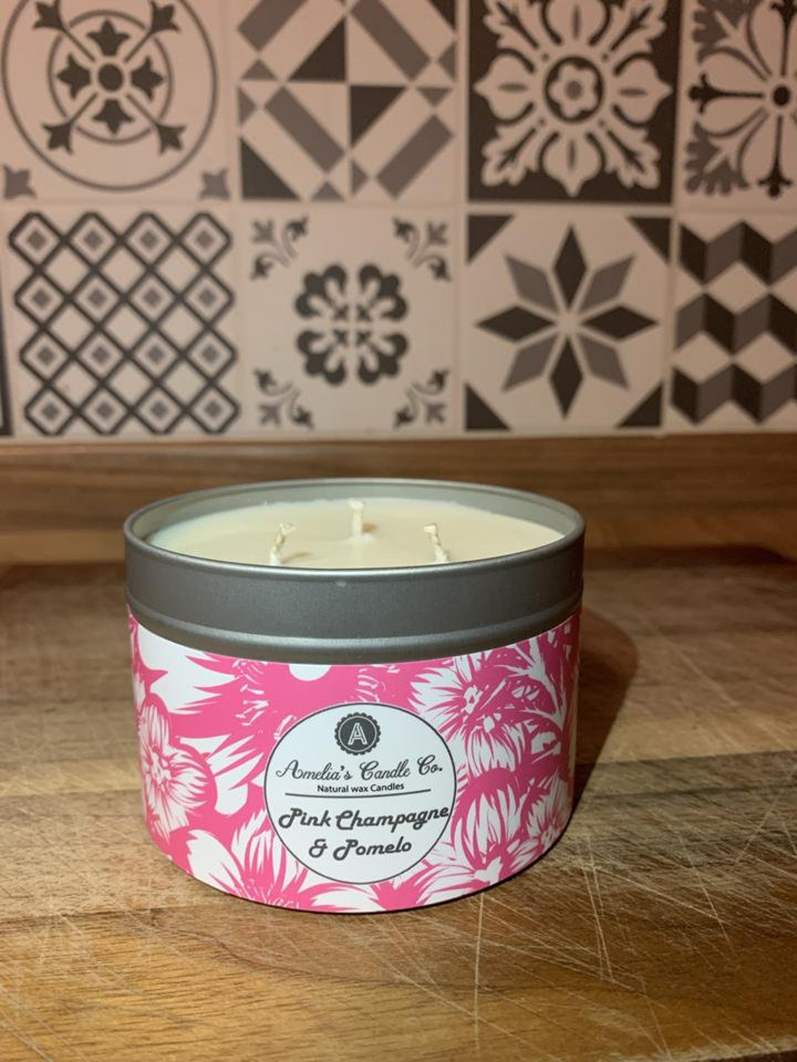 Pink Champagne and Pomelo Large Candle Etsy