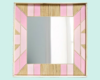 pastel pink wall mirror Boho (31 x 31 cm)| Decoration wall decoration