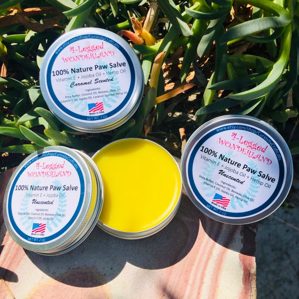 Natural Paw Salve, Dog Cat Paw Moisturizer, Nose and Paw Balm, Paw Protector, Dog Paw Wax, All Nature Paw Butter, Paw Lotion, Hemp Oil