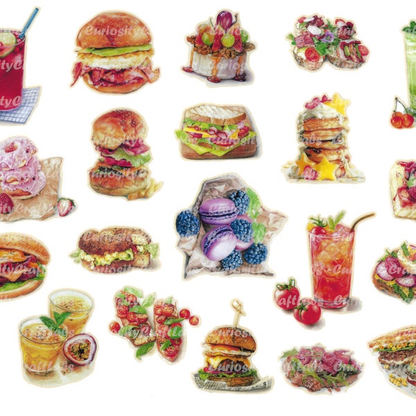 Téléchargement instantané- Fast Food Imprimable, Fast Food Digital Collage Sheet Download, Scrapbooking, Journaling Images