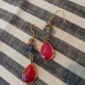 Pink and Crystal drop earrings