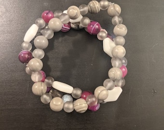 Bracelet stack, beaded bracelet stack, beaded bracelets, gemstone bracelets, agate bracelets, gift for her, unique gift, Christmas gift