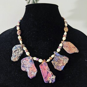 Gemstone necklace, beaded necklace, handmade necklace, jasper necklace, imperial jasper, jasper jewelry, gift for her, statement necklace