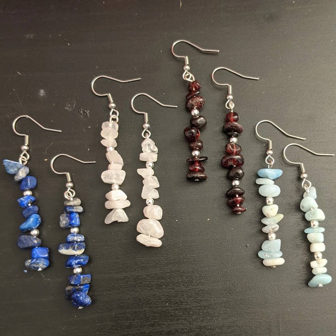 Buy Gemstone Earrings, Gemstone Chip Earrings, Chip Earrings, Beaded  Earrings, Positive Energy Jewelry, Gift for Her, Unique Gift Online in  India