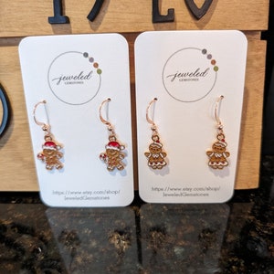 Gingerbread earrings, gingerbread man earrings, gingerbread girl earrings, Christmas earrings, cookie earrings, gift for her, unique gift
