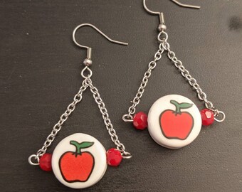 Apple earrings, teacher earrings, teacher gift, teacher jewelry, apple jewelry, teacher appreciation, gift for her, unique gift