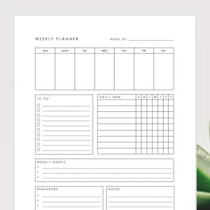Minimalist Weekly Planner, Downloadable Weekly Planner, Printable Weekly Planner, Digital Weekly Planner