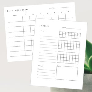 Minimalist Chore Chart, Downloadable Chore Chart, Printable Chore Chart, Digital Chore Chart
