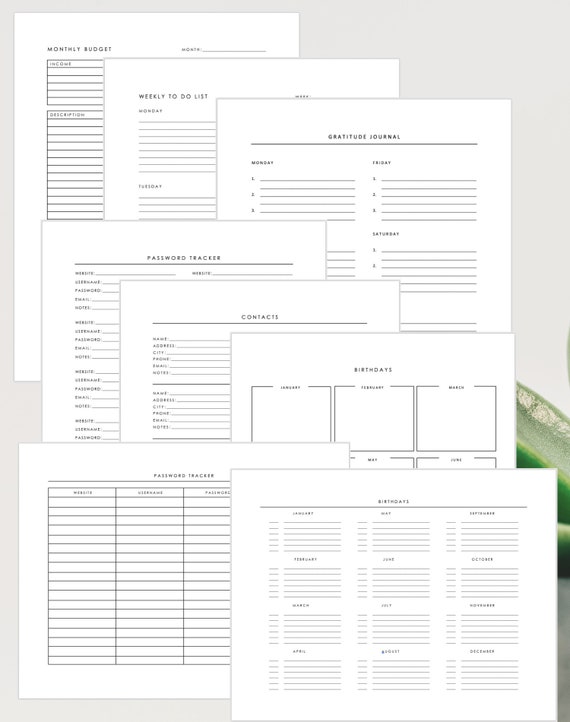 Minimalist Household Binder, Downloadable Family Binder Printables, Printable Household Binder Sheets , Digital Household Tracker