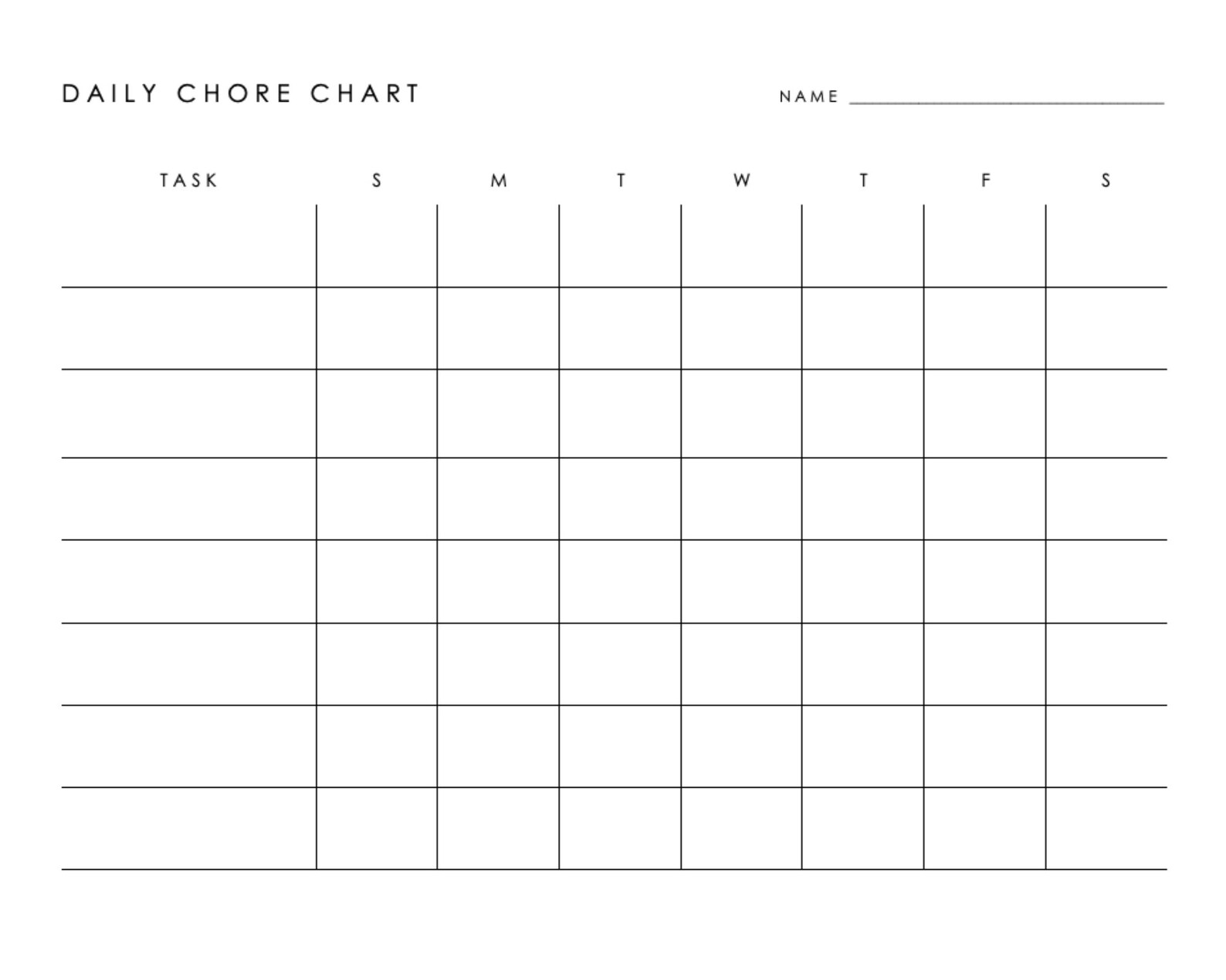 Minimalist Chore Chart, Downloadable Chore Chart, Printable Chore Chart ...