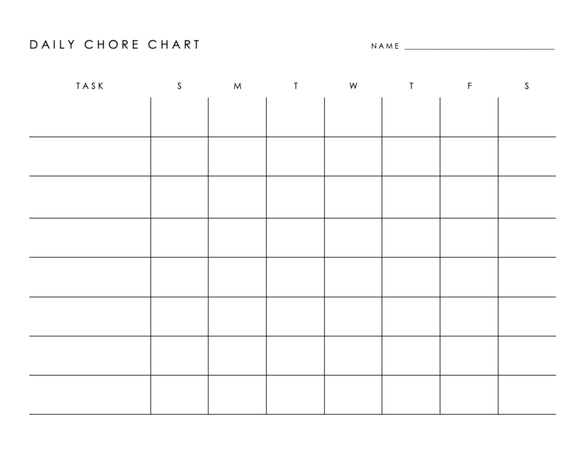 Minimalist Chore Chart, Downloadable Chore Chart, Printable Chore Chart ...