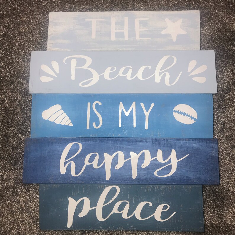 The Beach is My Happy Place Wood Sign/pallet Wood Art/ Beach Etsy
