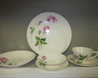 Vintage Tea Rose by Edwin Knowles, 7 Piece Place setting