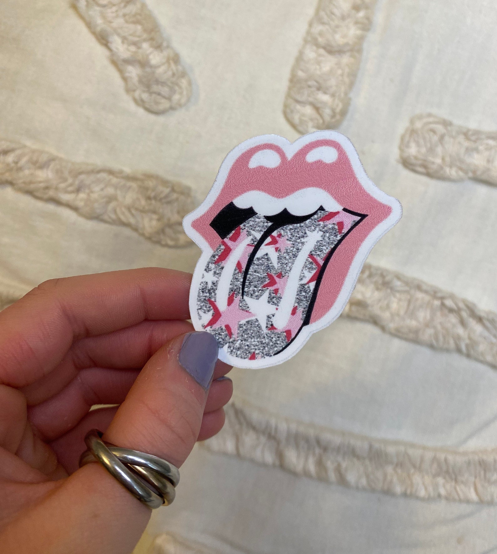 Glitter and Star Tongue Sticker Artsy Sticker Sticker Etsy