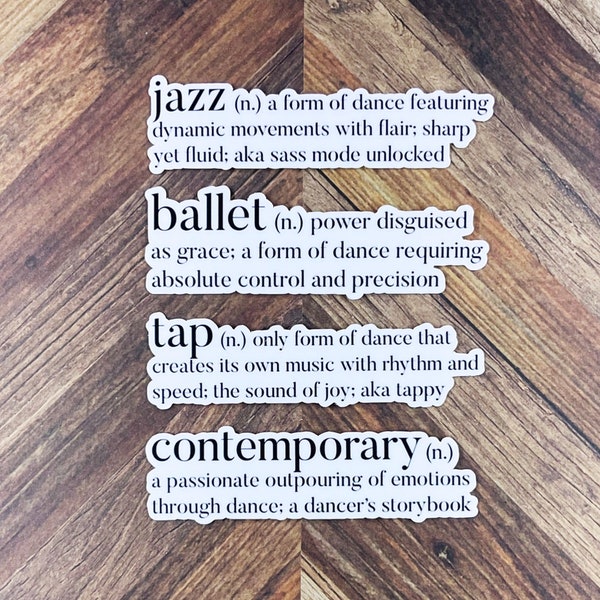 Dance Stickers Dance Definition Stickers Dancer Gift for Dance Teacher Gift Recital Gifts Waterproof Stickers Jazz Ballet Tap Contemporary