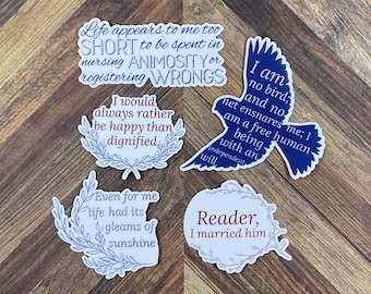 Jane Eyre Sticker Charlotte Brontë Magnet Jane Eyre Gift for Book Lover Gift Book Sticker Waterproof