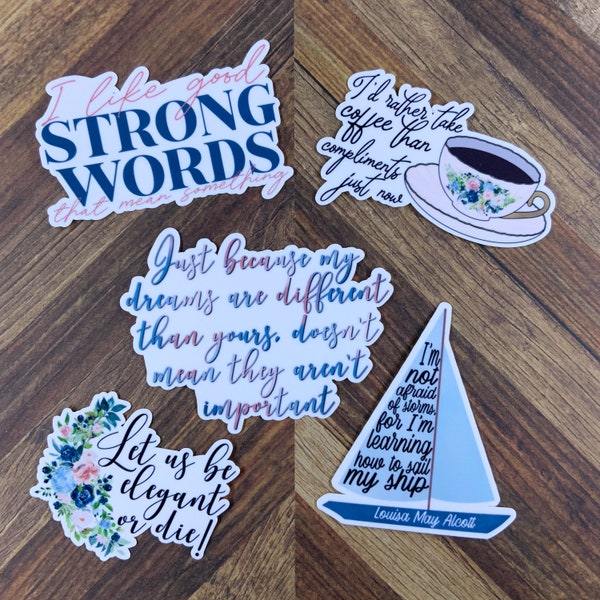 Little Women Stickers - Louisa May Alcott Stickers - Waterproof Stickers or Ultra Thin Magnets