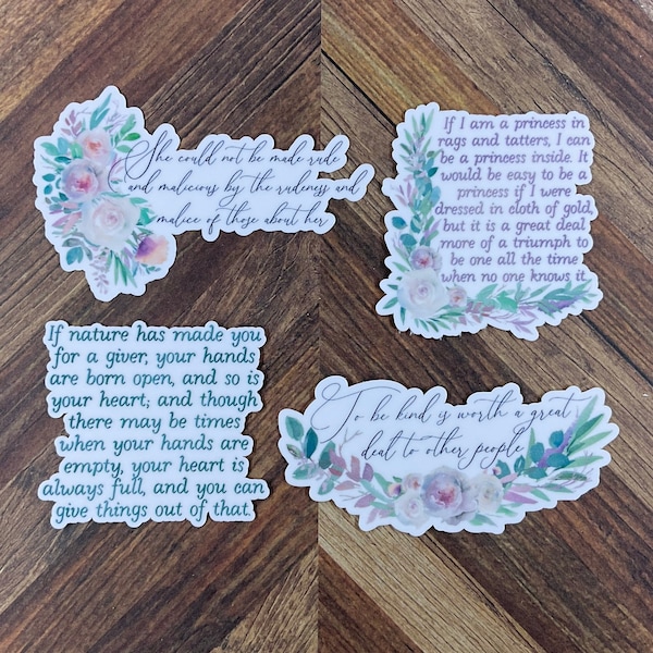 A Little Princess Waterproof Stickers - Frances Hodgson Burnett Stickers - Book Quote Stickers - Waterproof Stickers or Ultra Thin Magnets