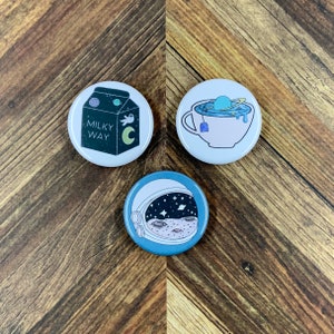 Outer Space Set - Galaxy Gifts - 1.25" Button Pins or Magnets