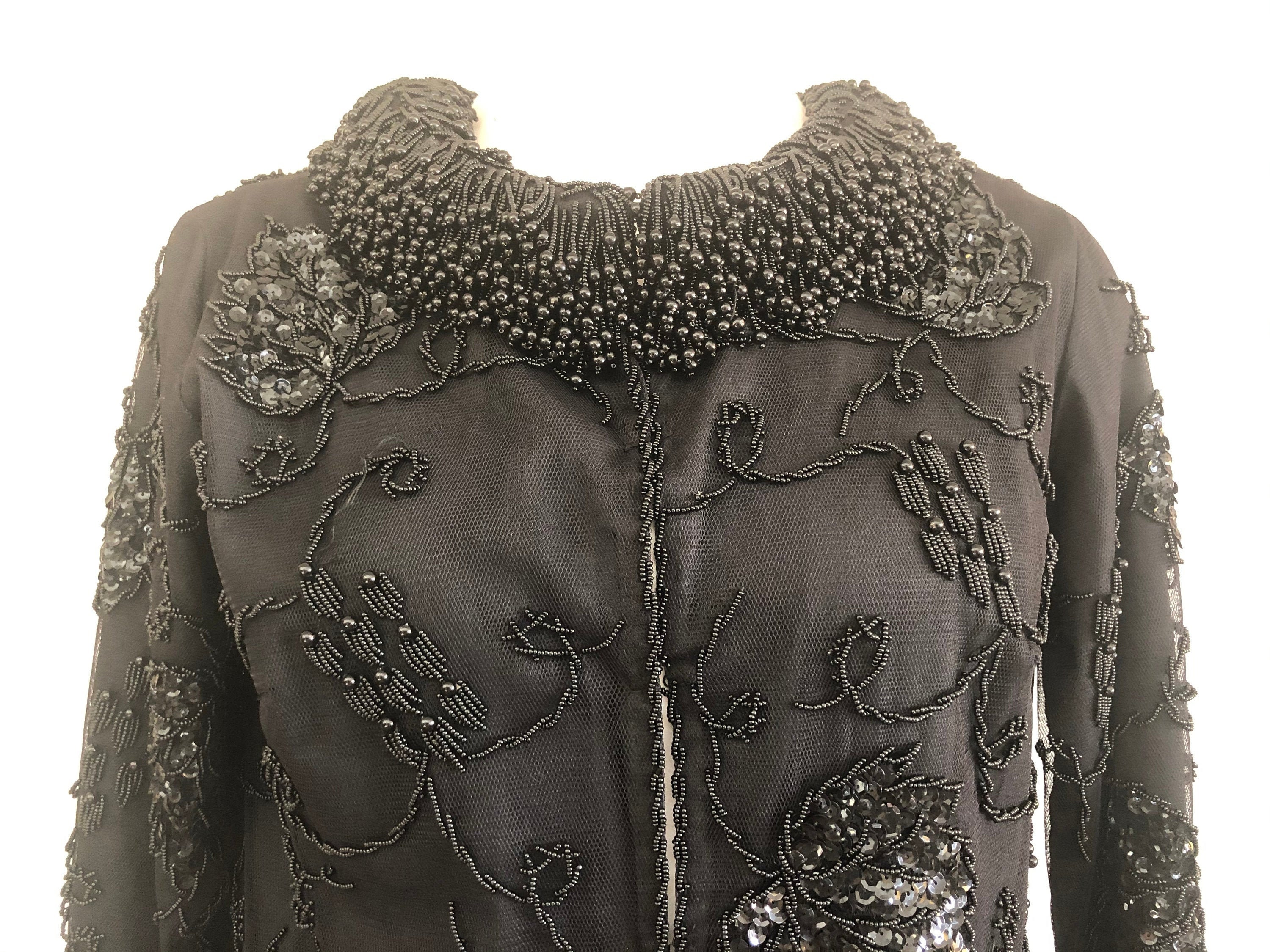 Glamourous beaded & sequined evening jacket to finish any Etsy