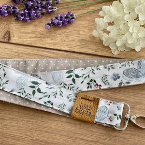 LILLYBETH • Schlüsselband Punkte Beige • Lanyard Dottys Light Brown • Schlüssel Anhänger Ausweisband Blumen  Lenyard Natural