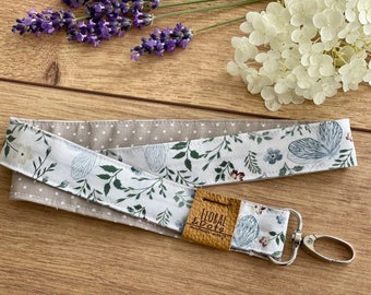 LILLYBETH • Schlüsselband Punkte Beige • Lanyard Dottys Light Brown • Schlüssel Anhänger Ausweisband Blumen  Lenyard Natural