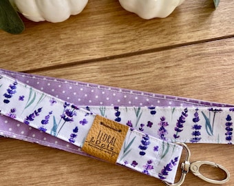 Vegan Flower Keychain • LAVENDER LOVE • Purple Dots Lilac • Lanyard Dots Violet Lavender • Carabiner