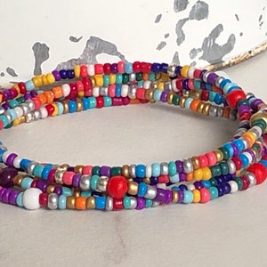 Boho-Style Fiesta Inspired Multi-Color 35” Long Seed Bead Bracelet | Wrap Bracelet | Stack Bracelet | Stretch Bracelet | Gift For Her