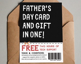 Funny Father's Day Card and Gift In One with Coupon, Printable Instant Download PDF