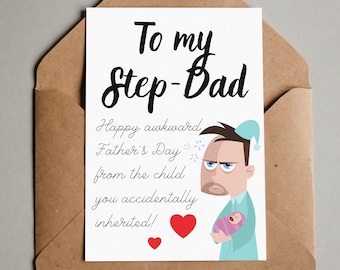 Step Dad Father's Day Greeting Card Funny Postcard | Etsy