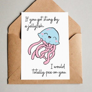 Happy Birthday Greeting Card for boyfriend, girlfriend, friend, Funny jellyfish Friendship Postcard, Printable, Instant Download