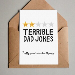 Dad Jokes Presente de cartão postal engraçado para o dia dos pais, cartão de felicitações para impressão