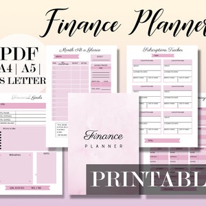 Pink Finance Planner Printable Financial Journal Budget Template Expense Tracker Budgeting Planner Savings Debt Tracking Sheets Letter Half
