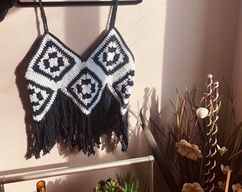 Crochet handmade fringe crop top