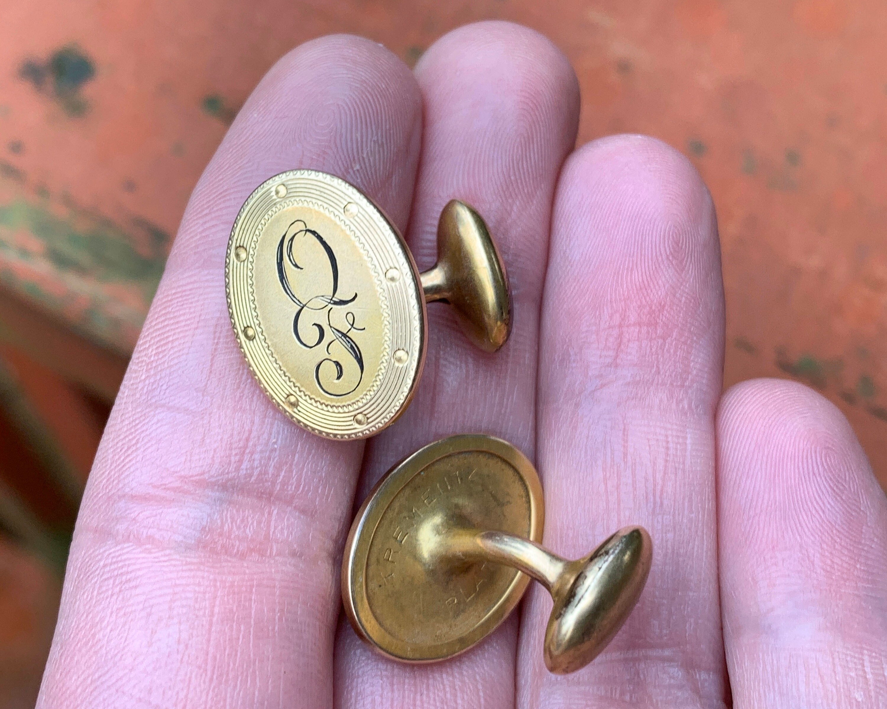 Boutons De Manchette Vintage Krementz - Gravés Aux Initiales LWW - Pour Homme - Occasion