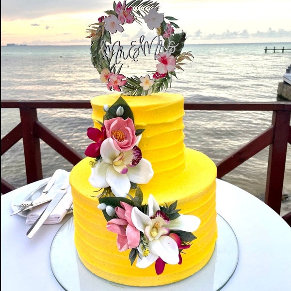 White Plumeria Cake Topper Etsy