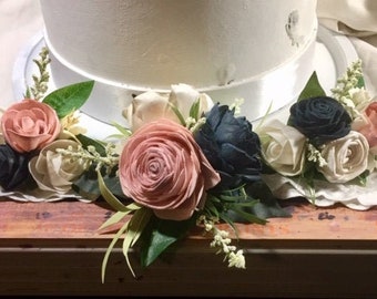 Navy and Rose Gold Peony Sugar Flower CLEARANCE