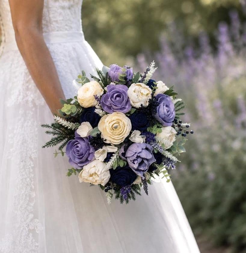 Lavender Navy Bridal Bouquet