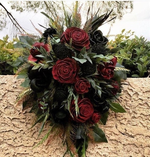 Wedding Bouquet with White Roses and Feather Accents