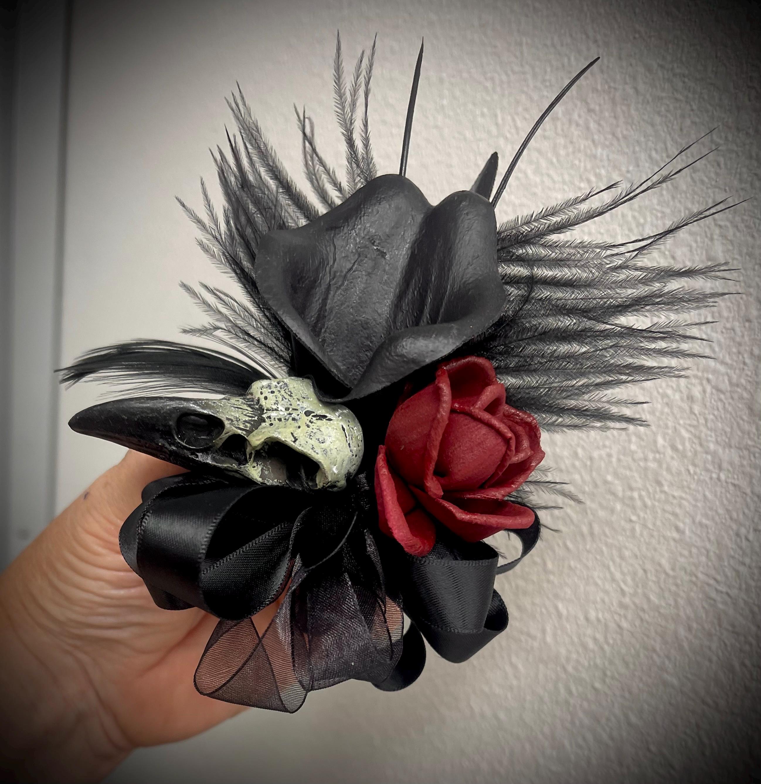 black prom dress with red corsage Custom Prom Set Corsage and Boutonniere Made to Match Your Dress